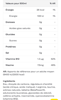 C4 Energy - Valeurs nutritionnelles
